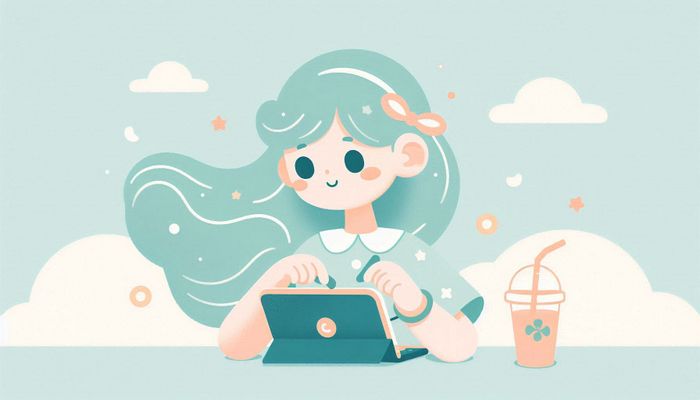 دختری در حال استفاده از لپ تاپ