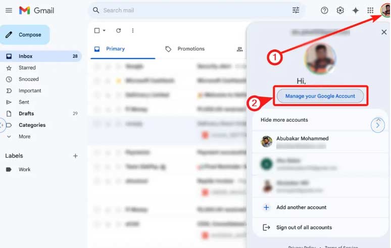 خروج از حساب گوگل در مرورگر کامپیوتر