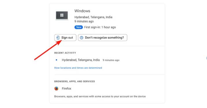 تائید خروج از خروج از حساب گوگل در مرورگر کامپیوتر