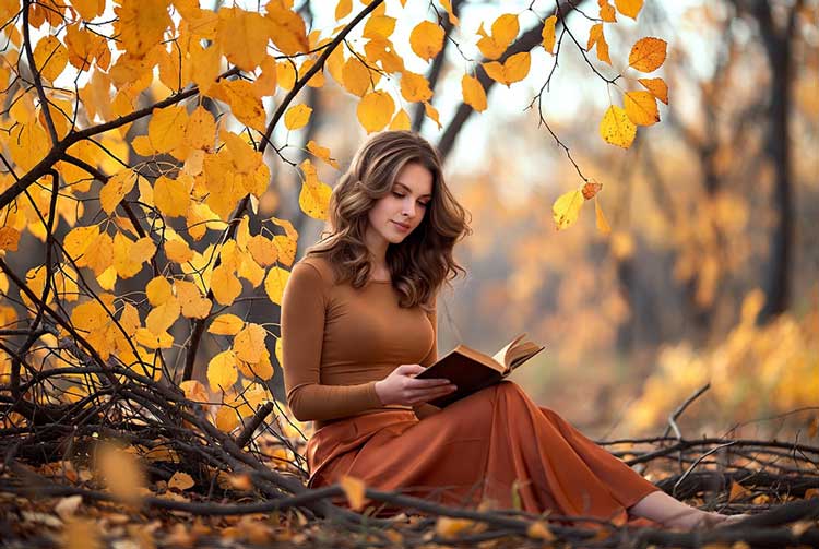 دختری در حال کتاب خواندن 